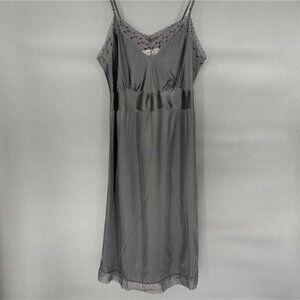 Vintage Barbizon Black Lace Trim Slip Dress Petite M/L 1940s-1950s Chemise